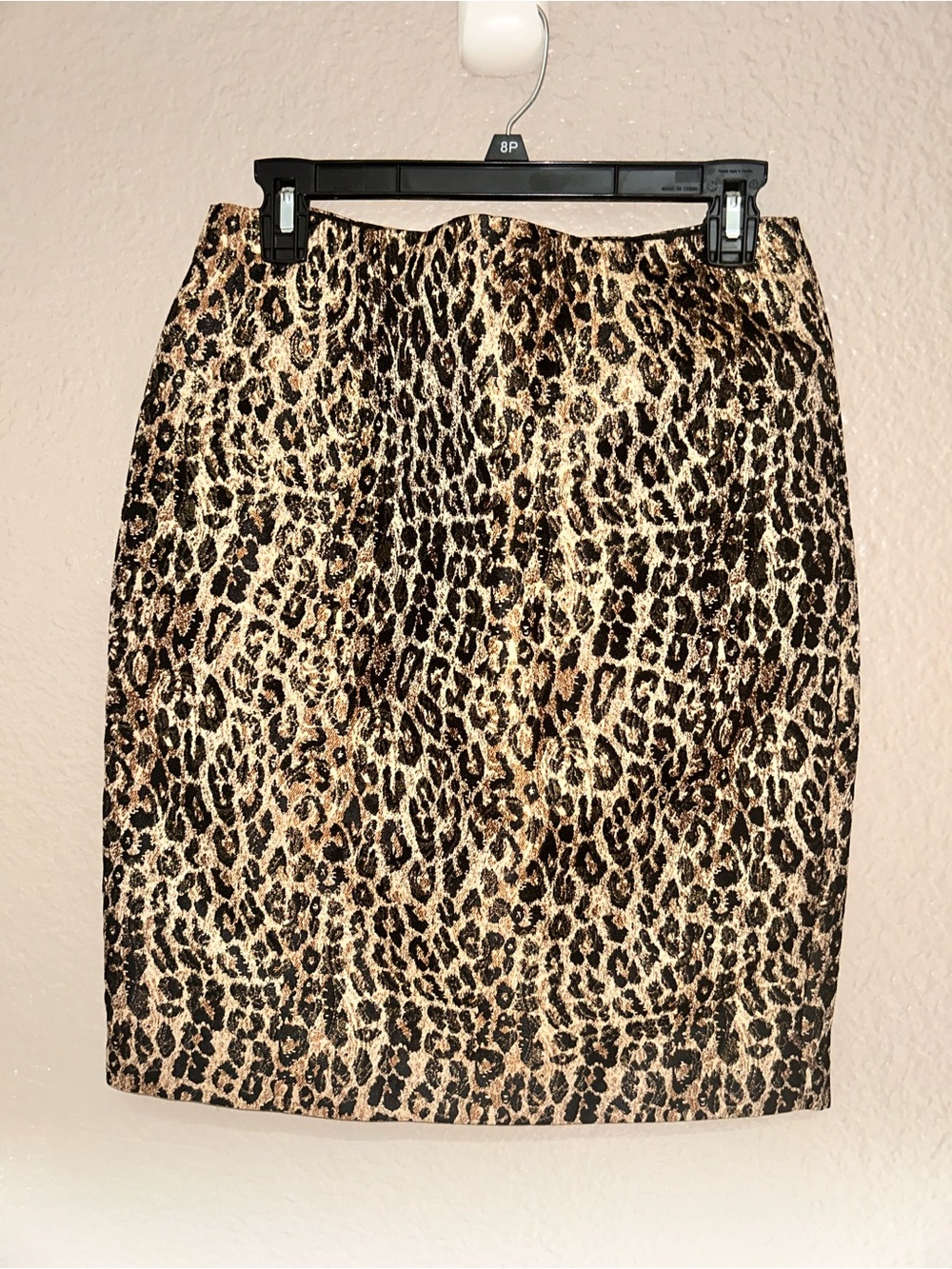 Women’s Sunny Leigh Petite Metallic Leopard Print Pencil Skirt